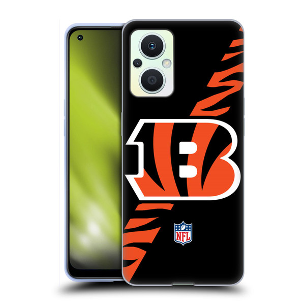NFL Cincinnati Bengals Logo Stripes Soft Gel Case for OPPO Reno8 Lite