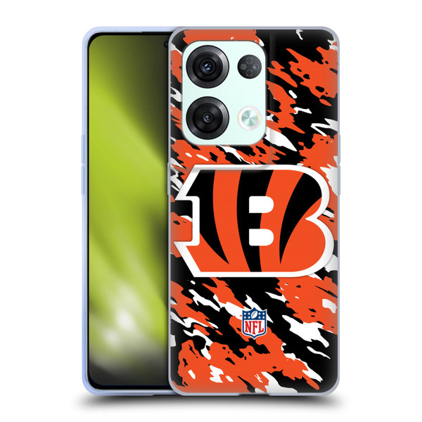 NFL Cincinnati Bengals Logo Camou Soft Gel Case for OPPO Reno8 Pro