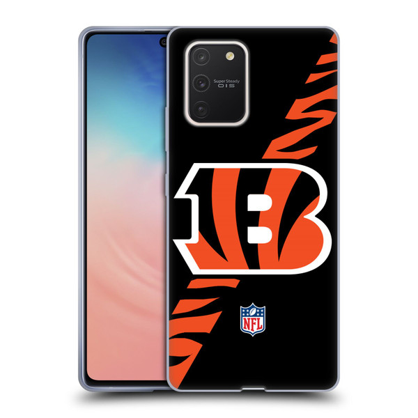 NFL Cincinnati Bengals Logo Stripes Soft Gel Case for Samsung Galaxy S10 Lite