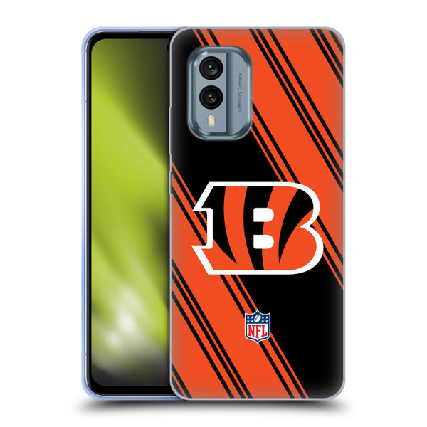 NFL Cincinnati Bengals Artwork Stripes Soft Gel Case for Nokia X30