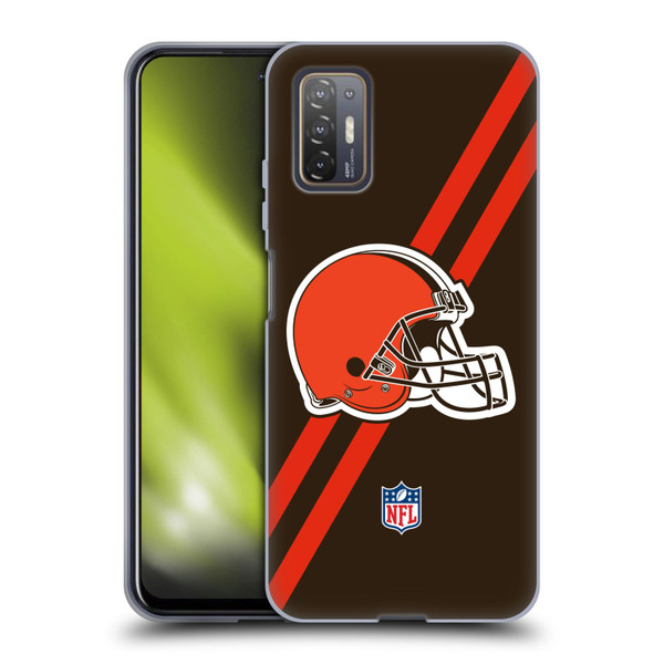 NFL Cleveland Browns Logo Stripes Soft Gel Case for HTC Desire 21 Pro 5G