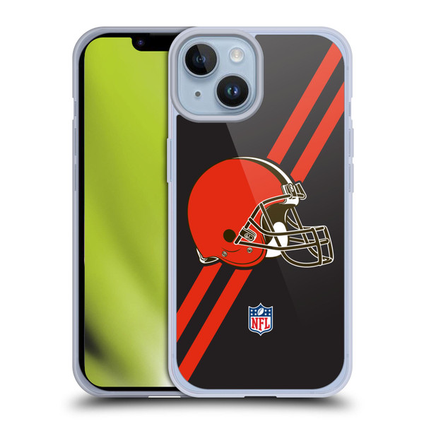 NFL Cleveland Browns Logo Stripes Soft Gel Case for Apple iPhone 14