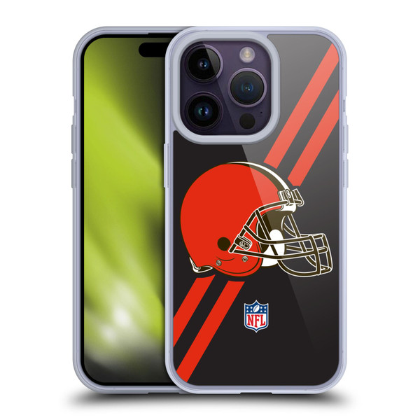 NFL Cleveland Browns Logo Stripes Soft Gel Case for Apple iPhone 14 Pro