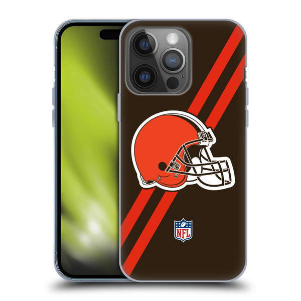 NFL Cleveland Browns Logo Stripes Soft Gel Case for Apple iPhone 14 Pro