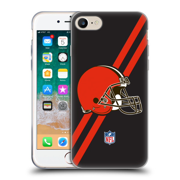 NFL Cleveland Browns Logo Stripes Soft Gel Case for Apple iPhone 7 / 8 / SE 2020 & 2022