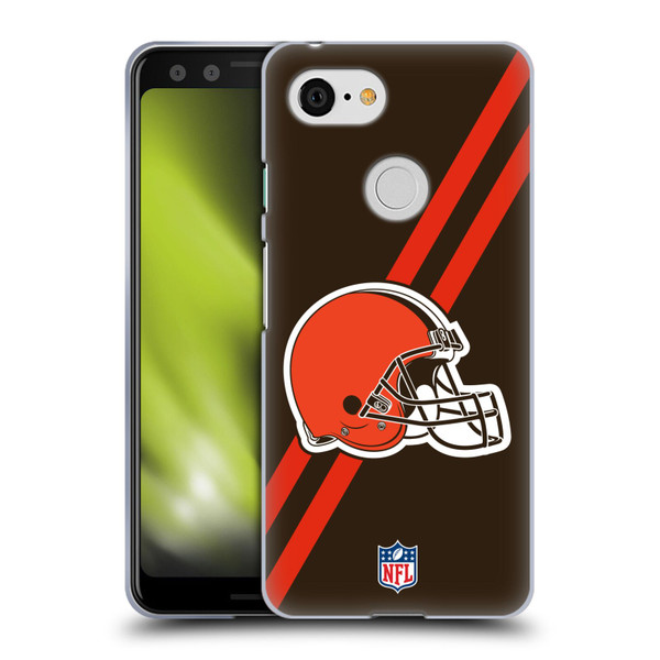 NFL Cleveland Browns Logo Stripes Soft Gel Case for Google Pixel 3
