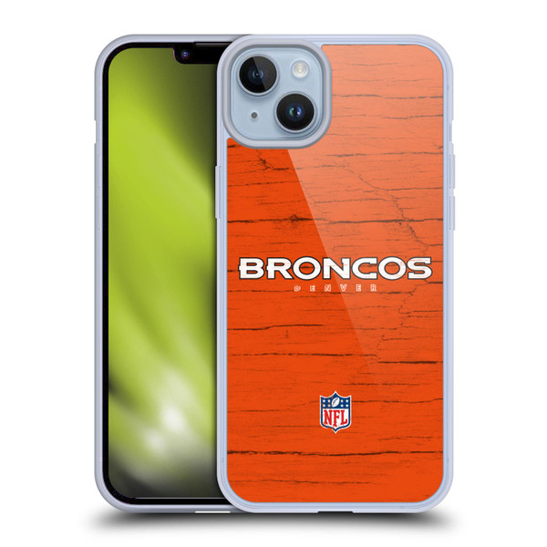 NFL Denver Broncos Logo Distressed Look Soft Gel Case for Apple iPhone 14 Plus