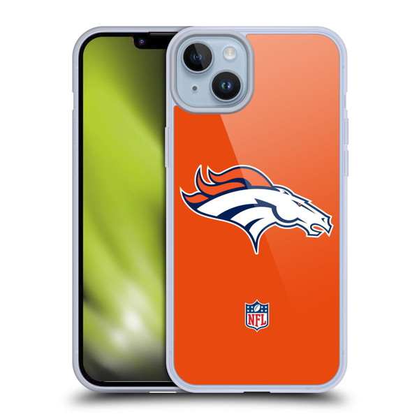 NFL Denver Broncos Logo Plain Soft Gel Case for Apple iPhone 14 Plus