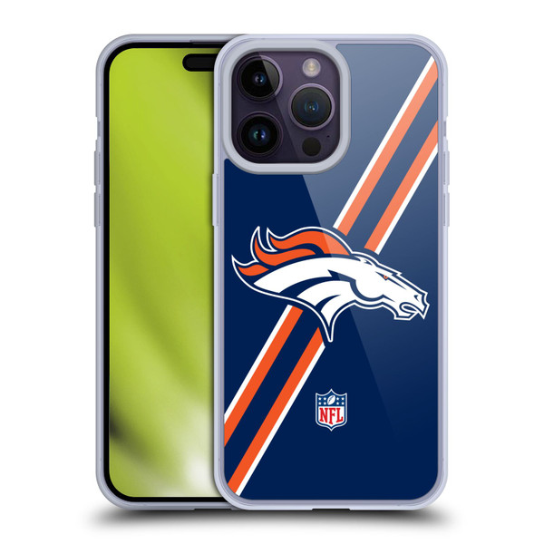 NFL Denver Broncos Logo Stripes Soft Gel Case for Apple iPhone 14 Pro Max