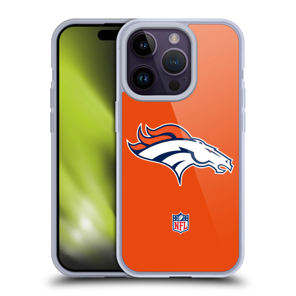 NFL Denver Broncos Logo Plain Soft Gel Case for Apple iPhone 14 Pro
