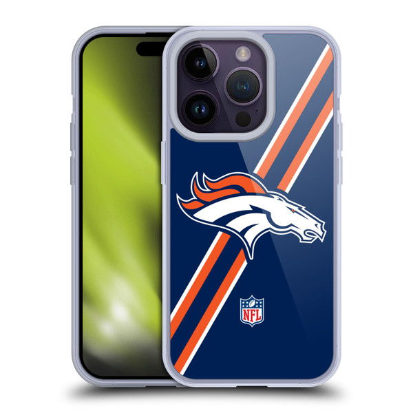 NFL Denver Broncos Logo Stripes Soft Gel Case for Apple iPhone 14 Pro