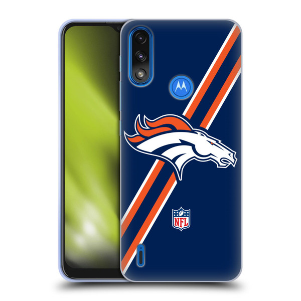 NFL Denver Broncos Logo Stripes Soft Gel Case for Motorola Moto E7 Power / Moto E7i Power