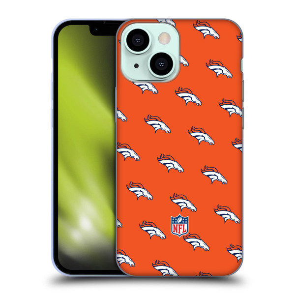 NFL Denver Broncos Artwork Patterns Soft Gel Case for Apple iPhone 13 Mini