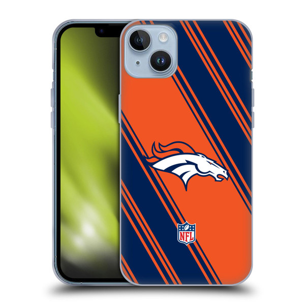 NFL Denver Broncos Artwork Stripes Soft Gel Case for Apple iPhone 14 Plus