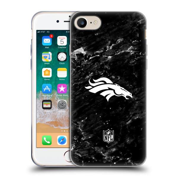 NFL Denver Broncos Artwork Marble Soft Gel Case for Apple iPhone 7 / 8 / SE 2020 & 2022