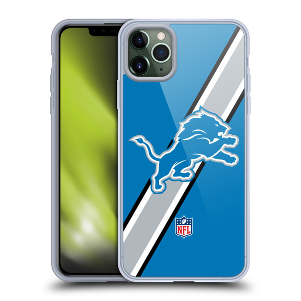 NFL Detroit Lions Logo Stripes Soft Gel Case for Apple iPhone 11 Pro Max