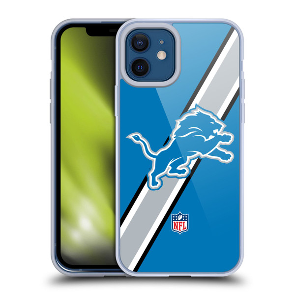 NFL Detroit Lions Logo Stripes Soft Gel Case for Apple iPhone 12 / iPhone 12 Pro