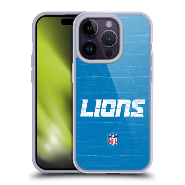 NFL Detroit Lions Logo Distressed Look Soft Gel Case for Apple iPhone 14 Pro