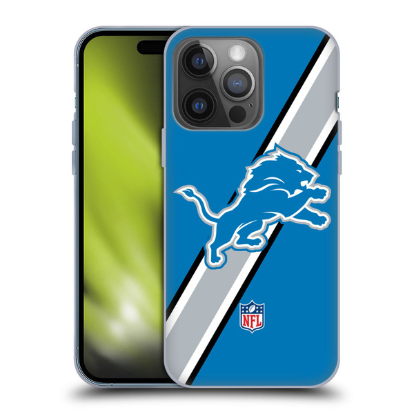 NFL Detroit Lions Logo Stripes Soft Gel Case for Apple iPhone 14 Pro