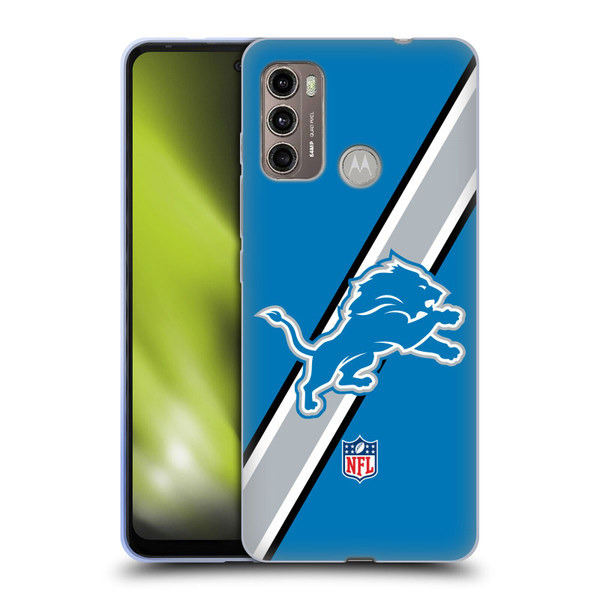 NFL Detroit Lions Logo Stripes Soft Gel Case for Motorola Moto G60 / Moto G40 Fusion