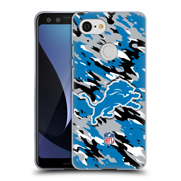 NFL Detroit Lions Logo Camou Soft Gel Case for Google Pixel 3