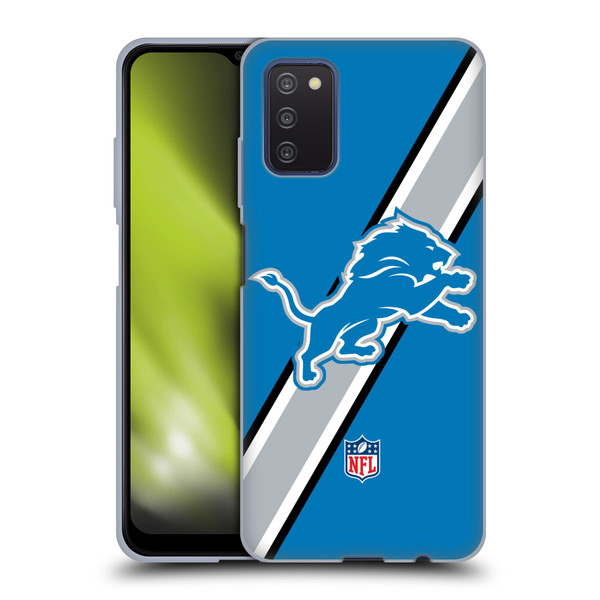 NFL Detroit Lions Logo Stripes Soft Gel Case for Samsung Galaxy A03s (2021)