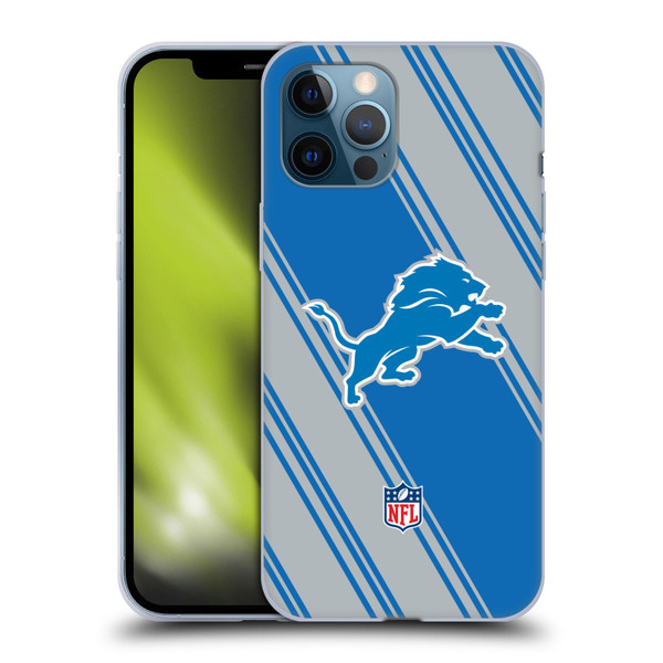 NFL Detroit Lions Artwork Stripes Soft Gel Case for Apple iPhone 12 Pro Max