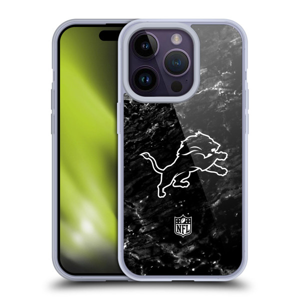 NFL Detroit Lions Artwork Marble Soft Gel Case for Apple iPhone 14 Pro