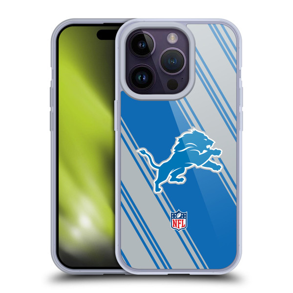 NFL Detroit Lions Artwork Stripes Soft Gel Case for Apple iPhone 14 Pro