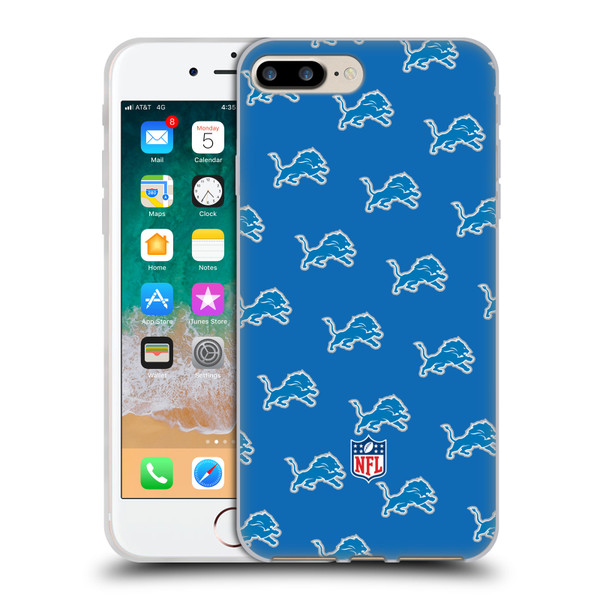 NFL Detroit Lions Artwork Patterns Soft Gel Case for Apple iPhone 7 Plus / iPhone 8 Plus