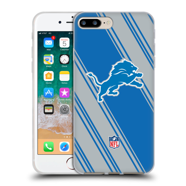 NFL Detroit Lions Artwork Stripes Soft Gel Case for Apple iPhone 7 Plus / iPhone 8 Plus