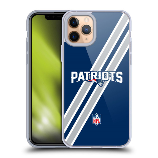 NFL New England Patriots Logo Stripes Soft Gel Case for Apple iPhone 11 Pro