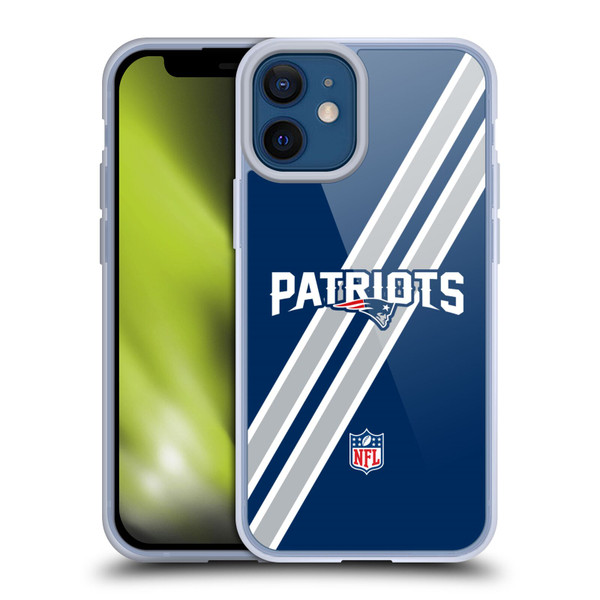 NFL New England Patriots Logo Stripes Soft Gel Case for Apple iPhone 12 Mini