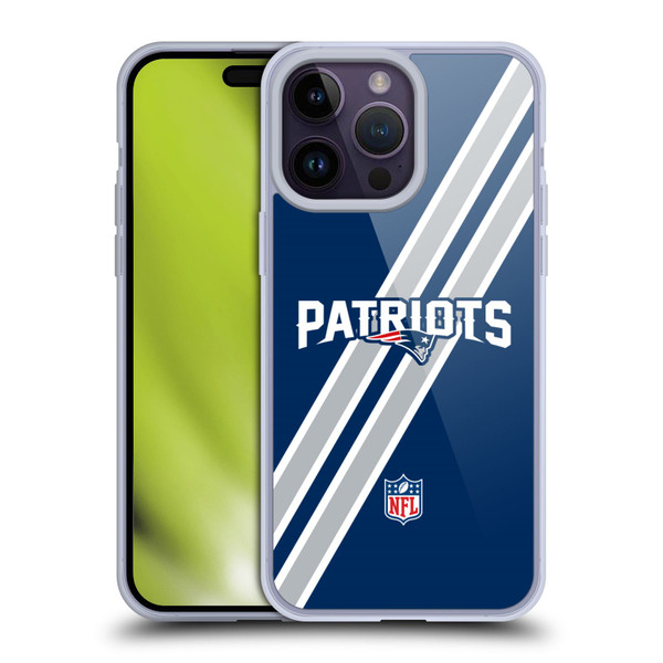 NFL New England Patriots Logo Stripes Soft Gel Case for Apple iPhone 14 Pro Max