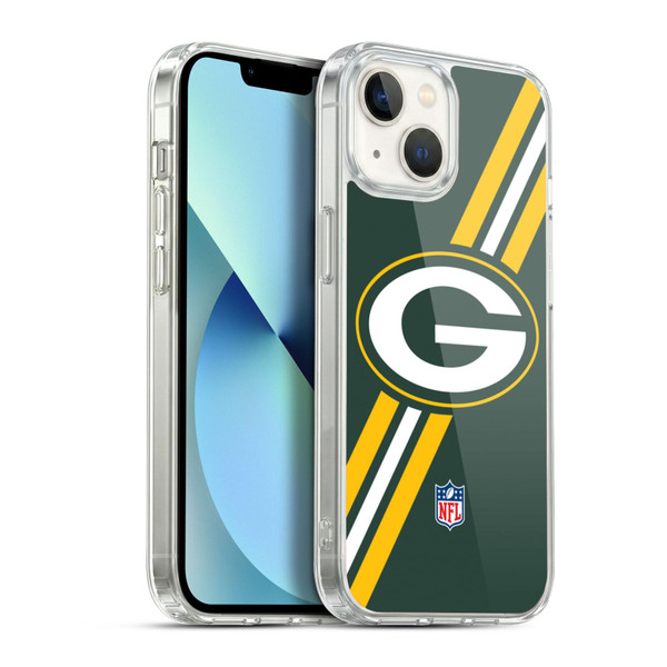 NFL Green Bay Packers Logo Stripes Soft Gel Case for Apple iPhone 13