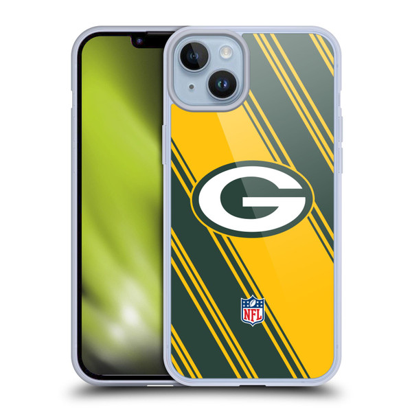 NFL Green Bay Packers Artwork Stripes Soft Gel Case for Apple iPhone 14 Plus