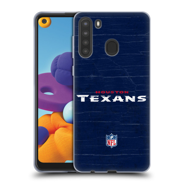 NFL Houston Texans Logo Distressed Look Soft Gel Case for Samsung Galaxy A21 (2020)