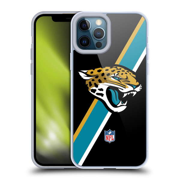 NFL Jacksonville Jaguars Logo Stripes Soft Gel Case for Apple iPhone 12 Pro Max