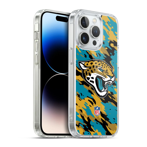 NFL Jacksonville Jaguars Logo Camou Soft Gel Case for Apple iPhone 14 Pro & MagSafe