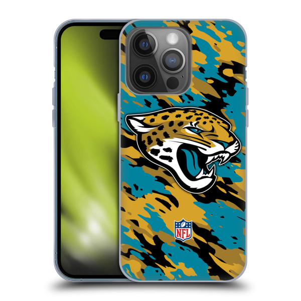 NFL Jacksonville Jaguars Logo Camou Soft Gel Case for Apple iPhone 14 Pro