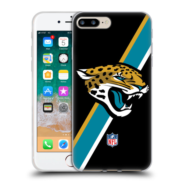 NFL Jacksonville Jaguars Logo Stripes Soft Gel Case for Apple iPhone 7 Plus / iPhone 8 Plus