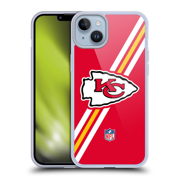 NFL Kansas City Chiefs Logo Stripes Soft Gel Case for Apple iPhone 14 Plus & MagSafe