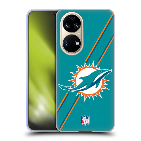 NFL Miami Dolphins Logo Stripes Soft Gel Case for Huawei P50
