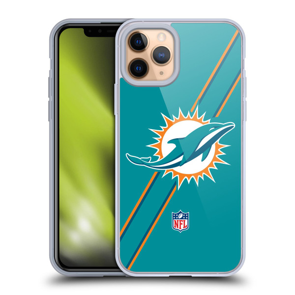 NFL Miami Dolphins Logo Stripes Soft Gel Case for Apple iPhone 11 Pro