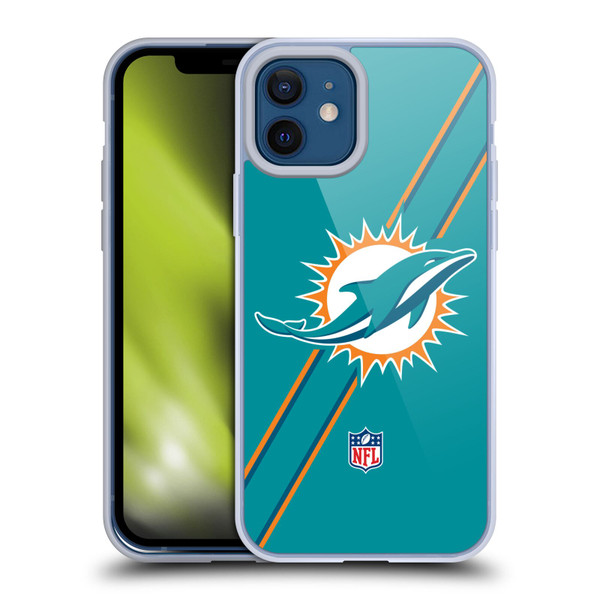 NFL Miami Dolphins Logo Stripes Soft Gel Case for Apple iPhone 12 / iPhone 12 Pro