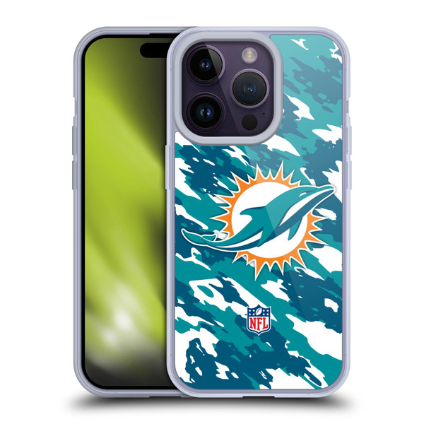 NFL Miami Dolphins Logo Camou Soft Gel Case for Apple iPhone 14 Pro