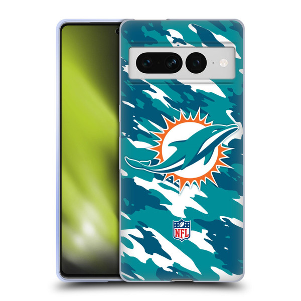 NFL Miami Dolphins Logo Camou Soft Gel Case for Google Pixel 7 Pro