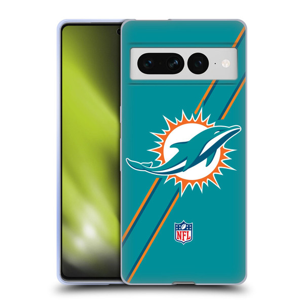 NFL Miami Dolphins Logo Stripes Soft Gel Case for Google Pixel 7 Pro