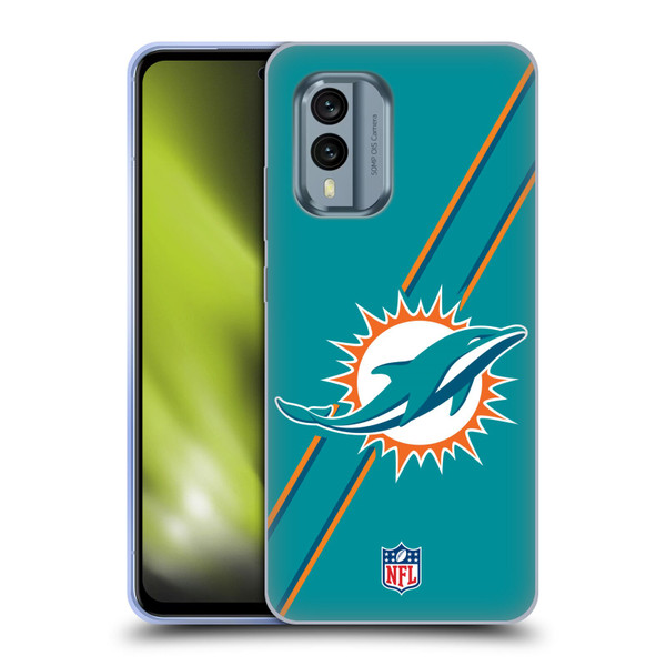 NFL Miami Dolphins Logo Stripes Soft Gel Case for Nokia X30