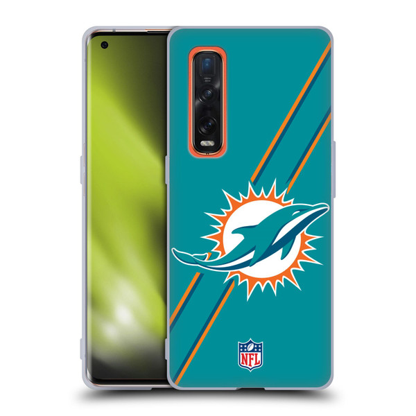 NFL Miami Dolphins Logo Stripes Soft Gel Case for OPPO Find X2 Pro 5G